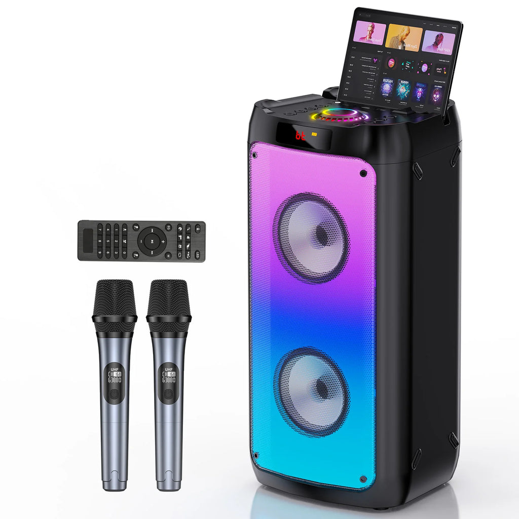 T10-TKaraoke Machine with2Wireless Microphones Portable Bluetooth