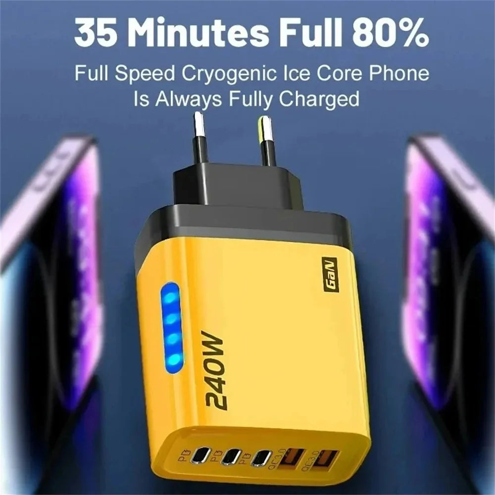 240W 5-Port USB-C Fast Wall Charger – QC 3.0 Multi-Device USB Wall Charger Zpaxo
