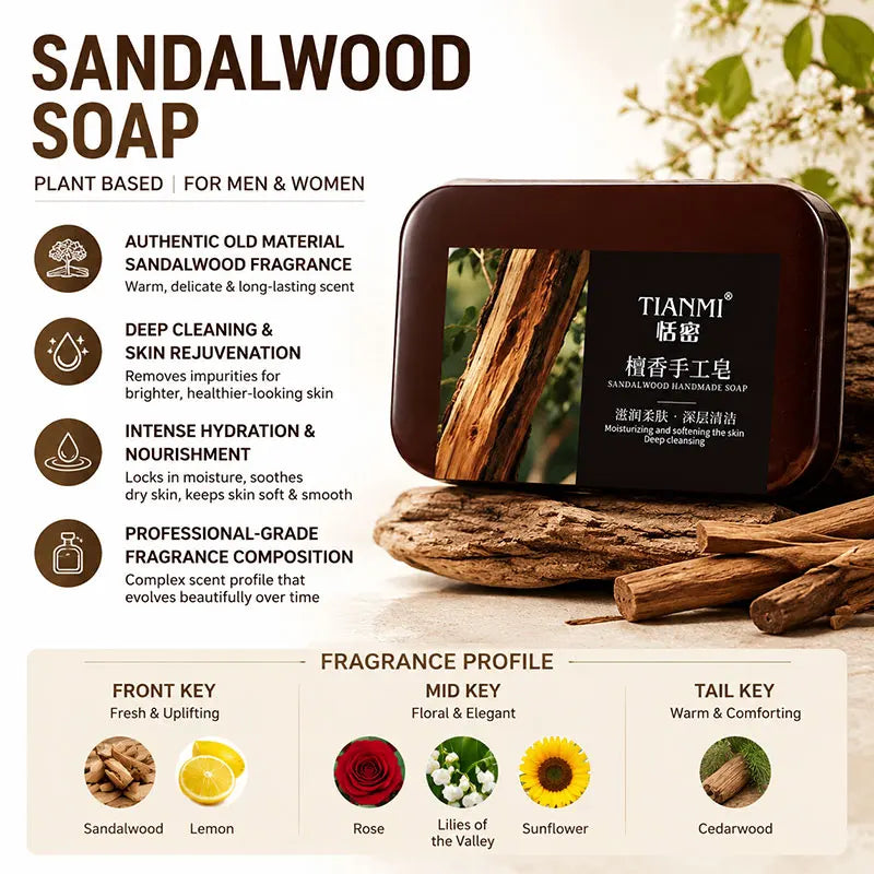 Sandalwood Handmade Bar Soap – Moisturizing Body Soap for Men & Women Handmade Bar Soap Zpaxo