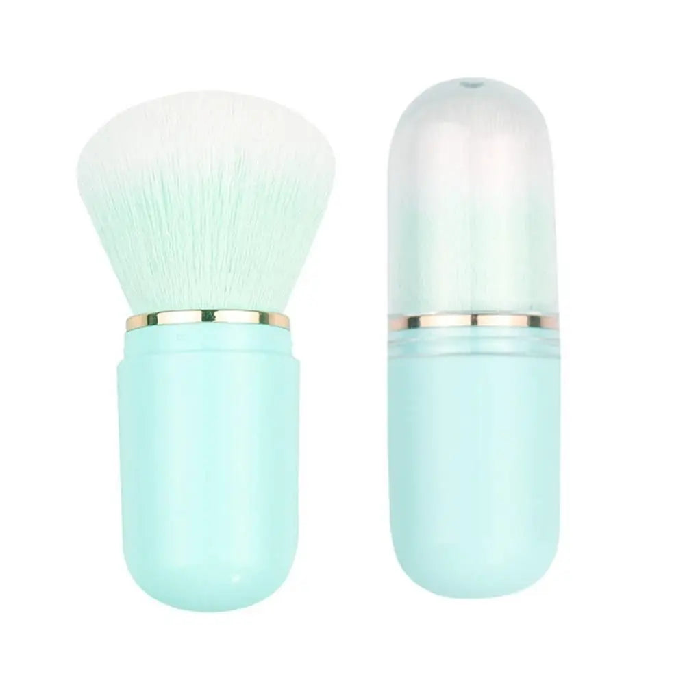 Retractable Kabuki Brush Capsule-shape Cute Travel Makeup Zpaxo green