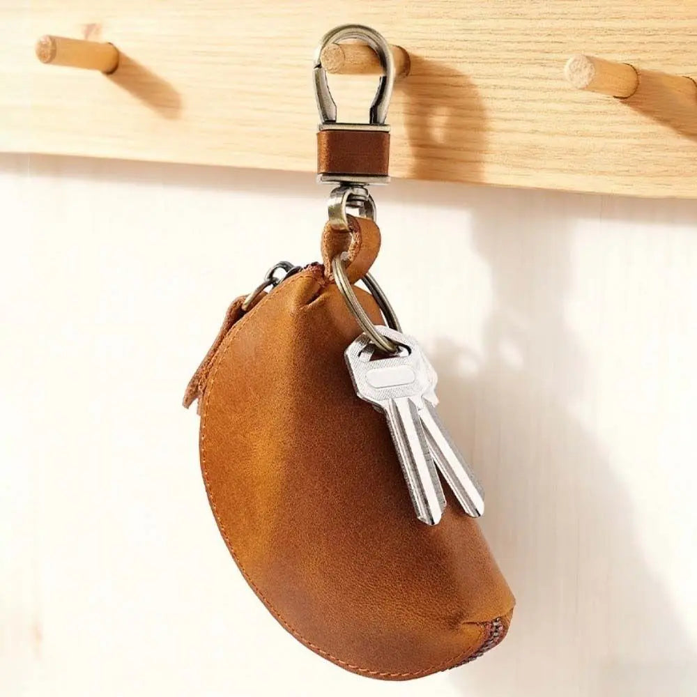 Durable Genuine Car Key Pouch Multi-Color Simple Leather Key Holder Classic Elegant Key Case with Carabiner Men/Women Zpaxo