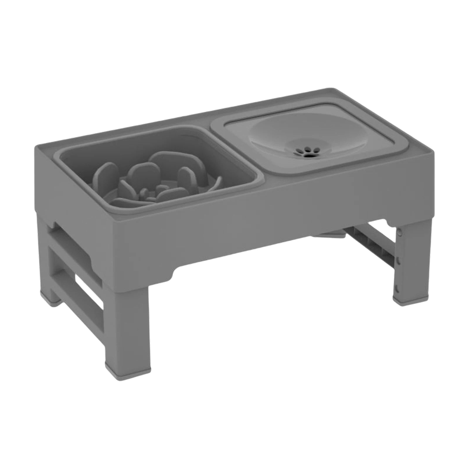 Elevated Dog Bowls with Stand Rods Pet Cat Raised Double Food Bowls Water Dishes Puppy Pets Feeder Adjustable Drinking Bowl Zpaxo gray