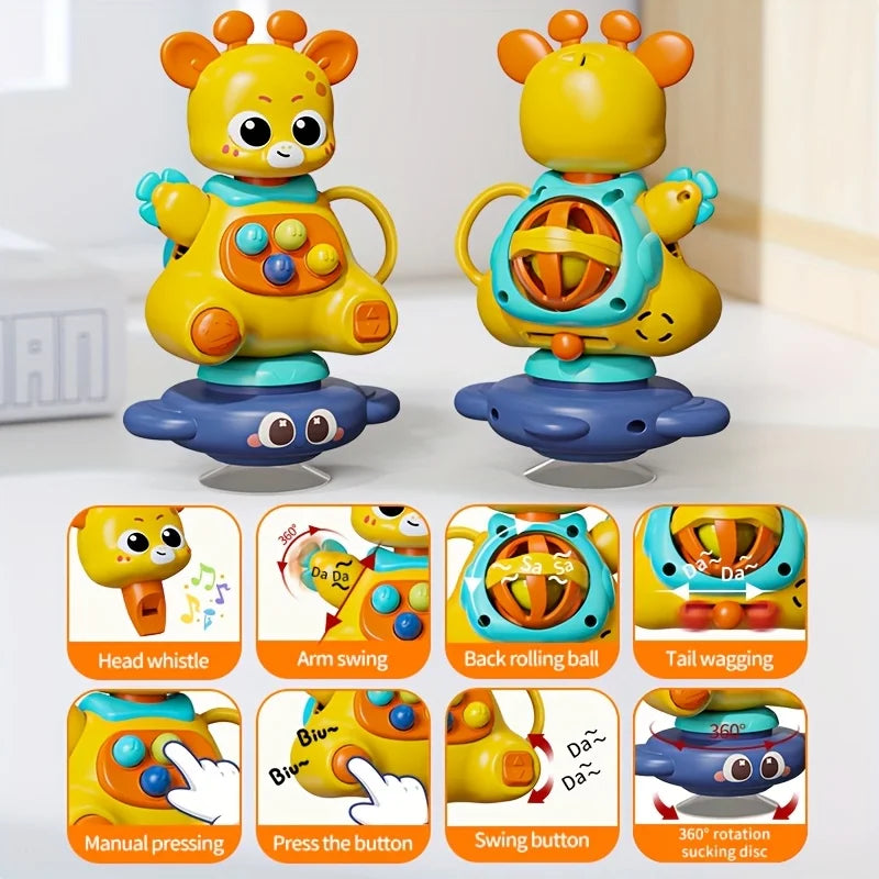 Interactive Giraffe Toy Suction Cup 360 Rotation ABS Motor Skills