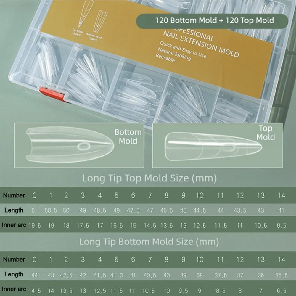 Clear Nail Sandwich Dual Forms Art 15 Shapes Extension Gel Builder Zpaxo Long Tip