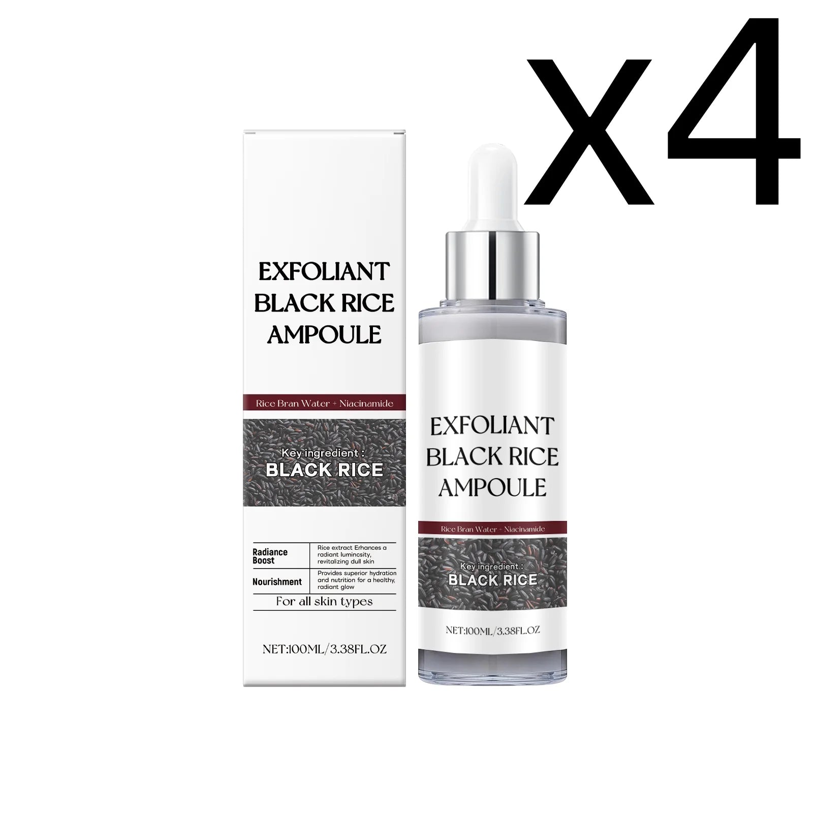 Black Rice Face Exfoliating Essence – Smooth & Brighten Skin 100ml Facial Exfoliating Essence Zpaxo 100ml Boxed X 4PCS