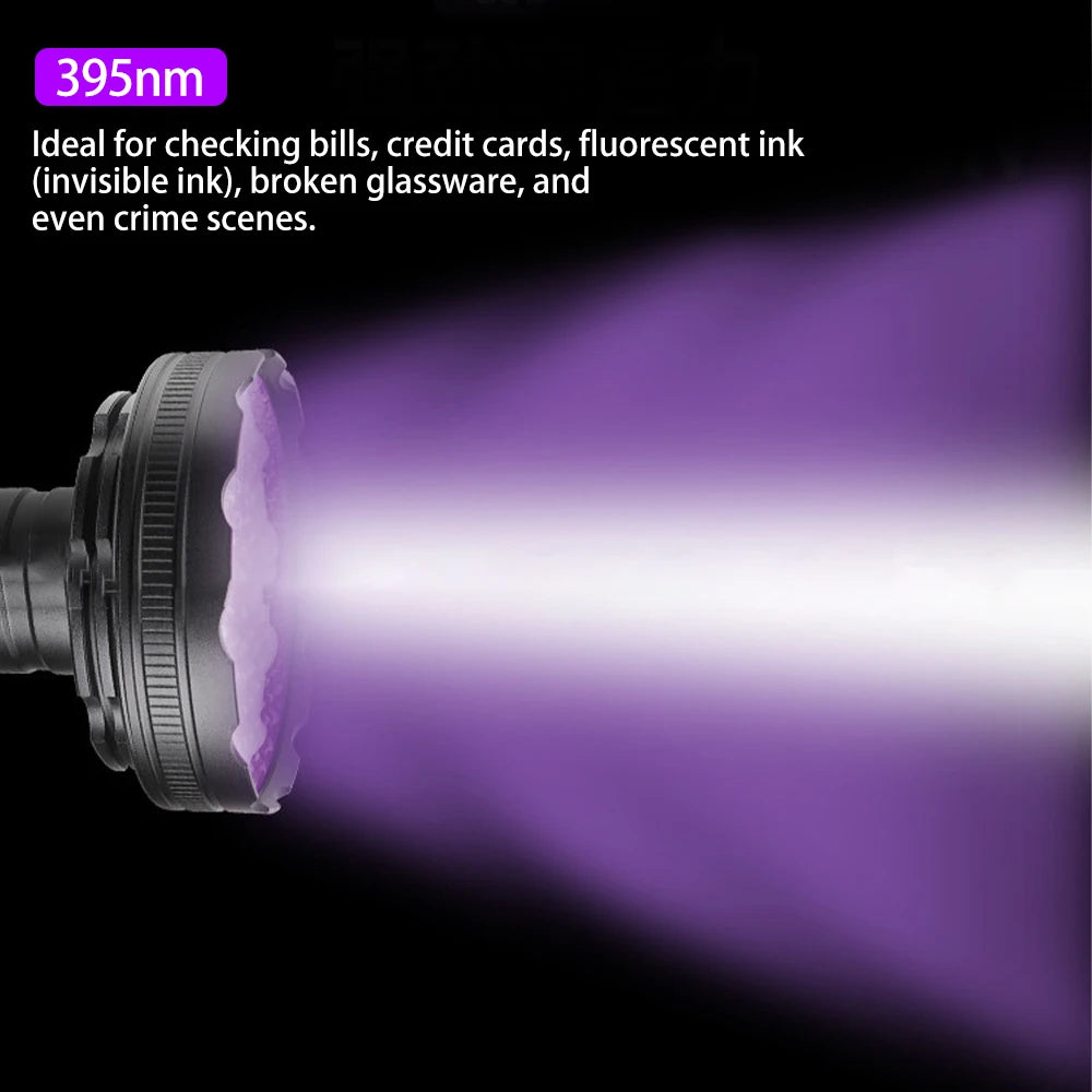 395nm UV Black Light Flashlight – 128 LED Ultraviolet Torch