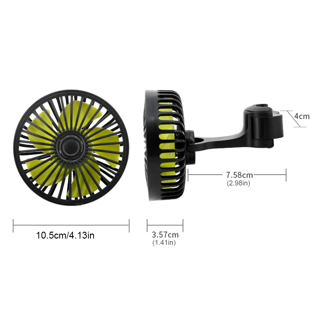 USB Car Cooling Fan 360 Rotatable Cooling Backseat Fan Vehicle Rear Headrest Fan Summer Accessories for Sedan SUS RV Truck Zpaxo