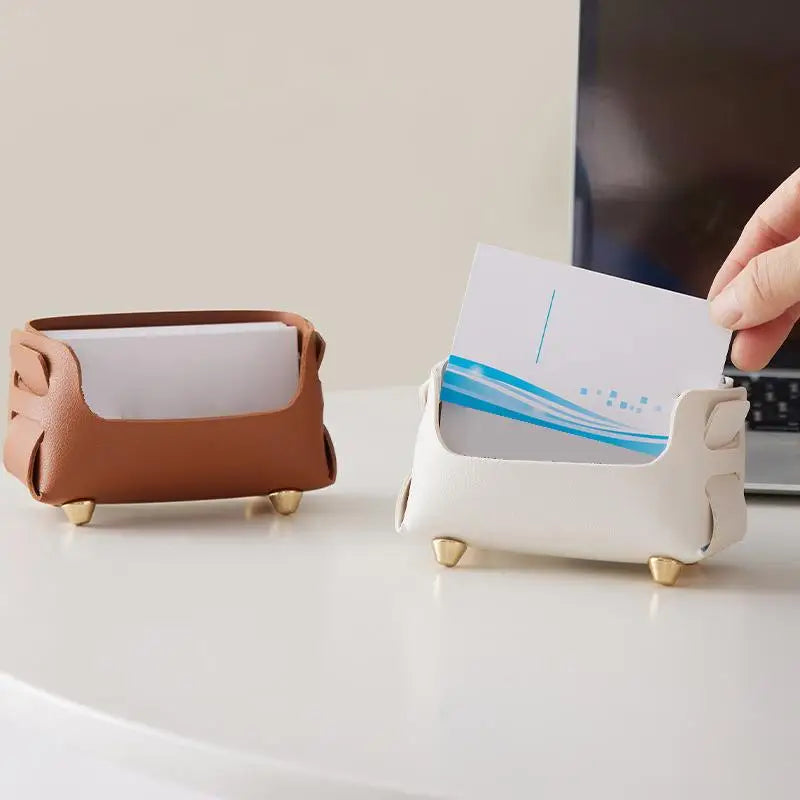 PU Leather Desktop Business Card Holder & Display Stand Business Card Holder Zpaxo