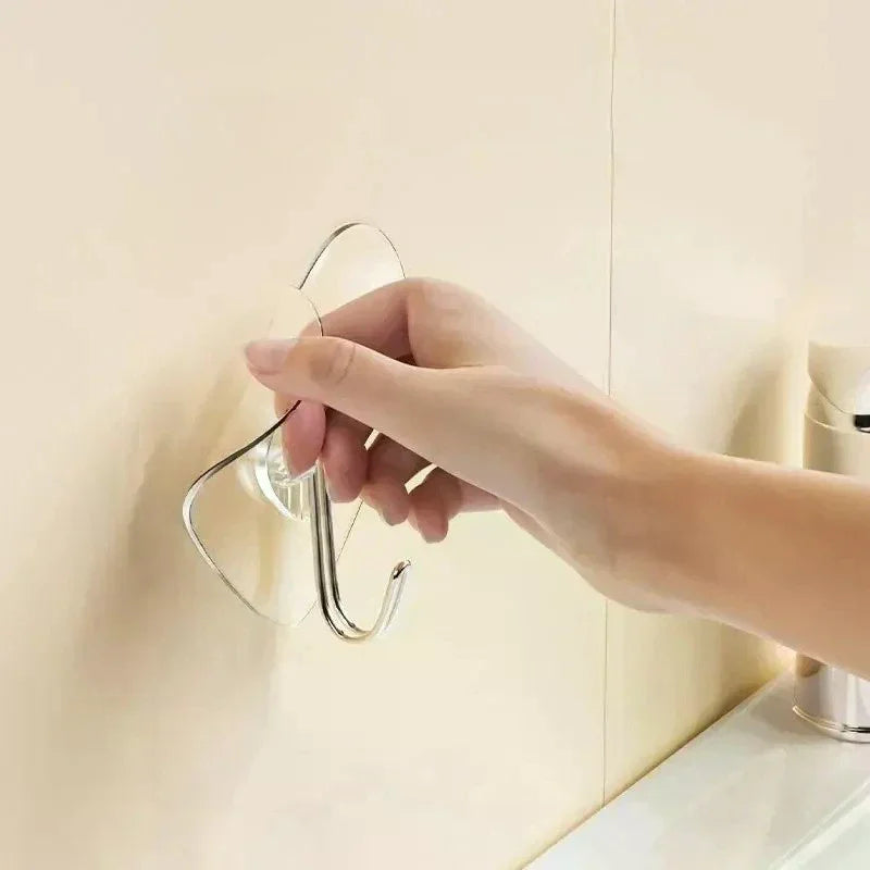 Heart Shape Transparent Hooks Non Punching Plastic Love Hangers Zpaxo