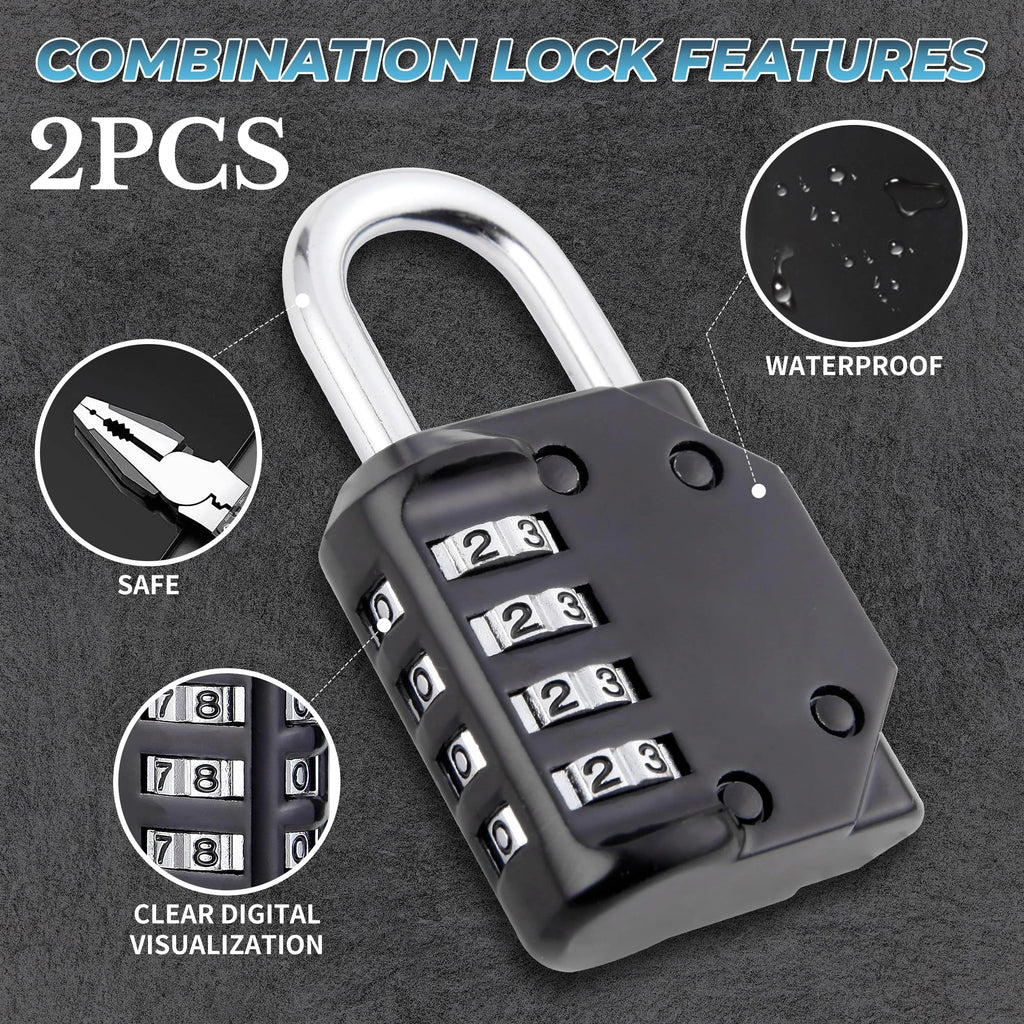 Combination Padlocks Lock Resettable 4-digit Padlock Combo Toolbox