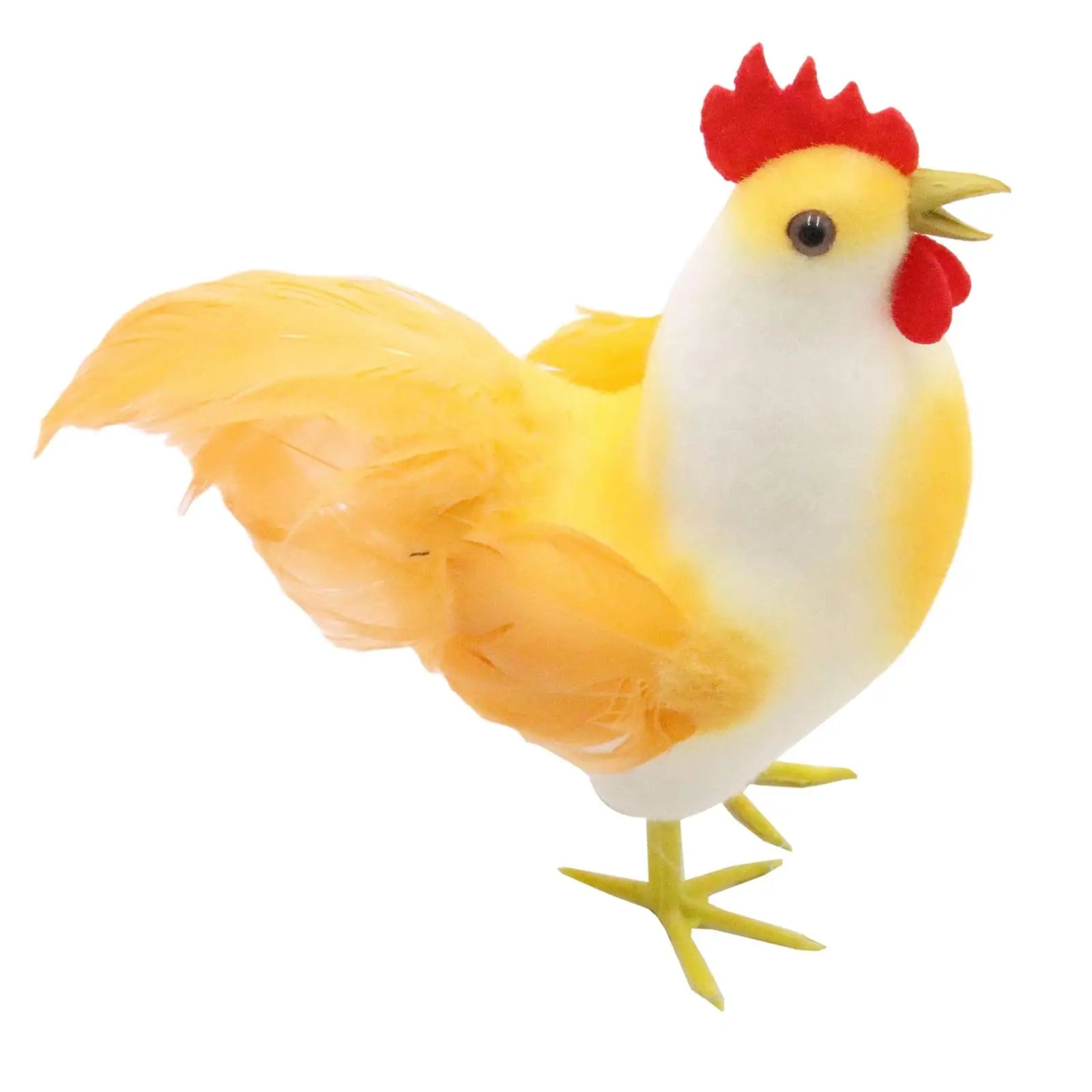Rooster Sculpture Simulated Feathers – Garden & Desktop Statue Garden Animal Statue Zpaxo Orange