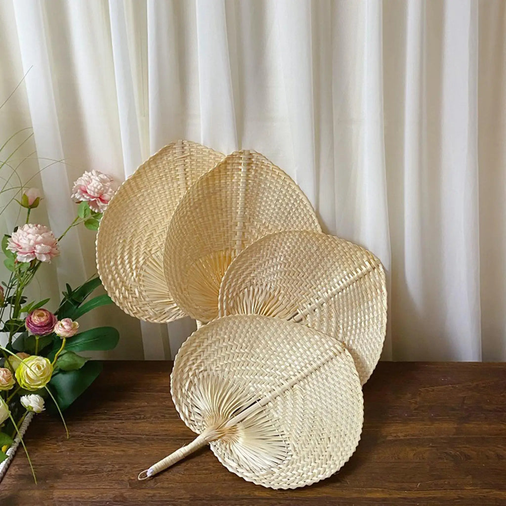 Hand Woven Fan Handmade Rustic Cooling Supplies Palm Leaves Manual