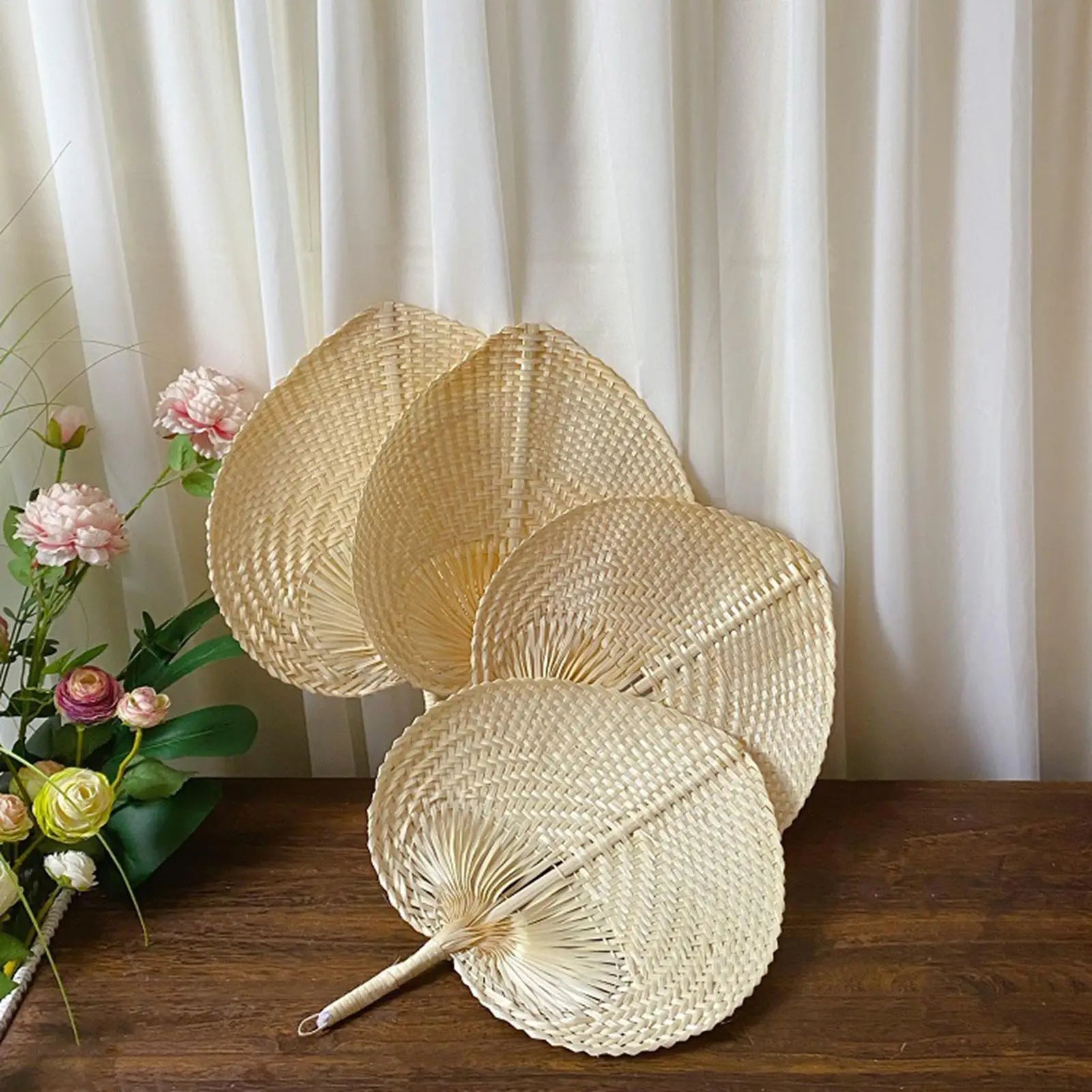 Hand Woven Fan Handmade Rustic Cooling Supplies Palm Leaves Manual