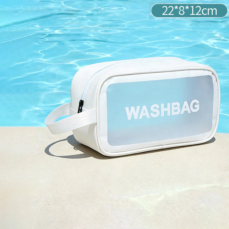Portable hand-held PU polishing semi-transparent waterproof toiletry storage dust-proof makeup bag Zpaxo color c-s