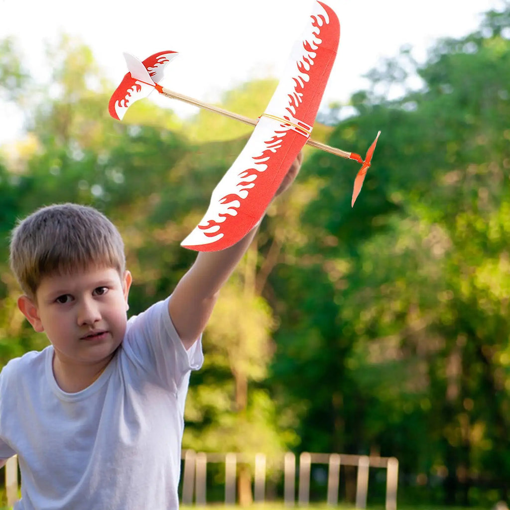 Rubber Band Airplanes Powered Glider Aircraft Kit Flying Games Play Kids Students Adults Outdoor Sports Activity Toy Zpaxo