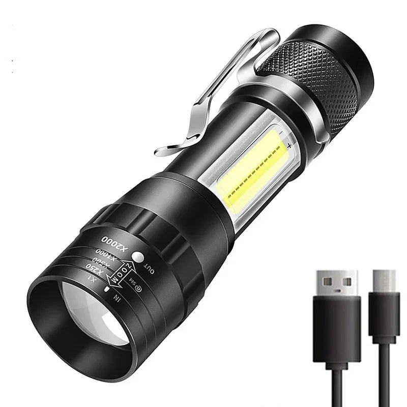 ESMARTER XPE COB LED Rechargeable Zoomable Flashlight 3-Mode