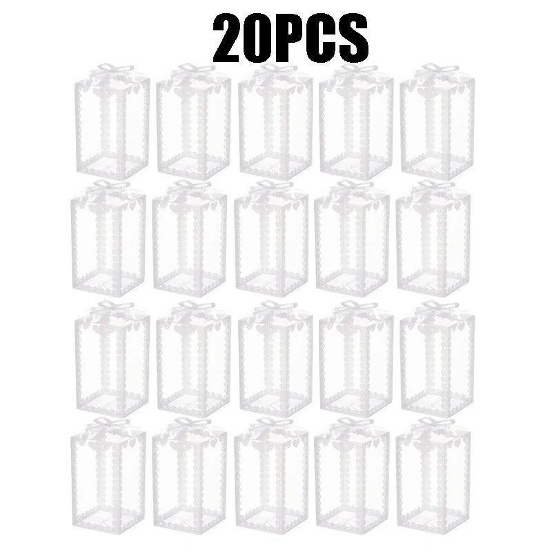 Clear PVC Plastic Candy Favor Box Transparent Container Wedding Zpaxo Transparent-20PCS 5x5x7cm