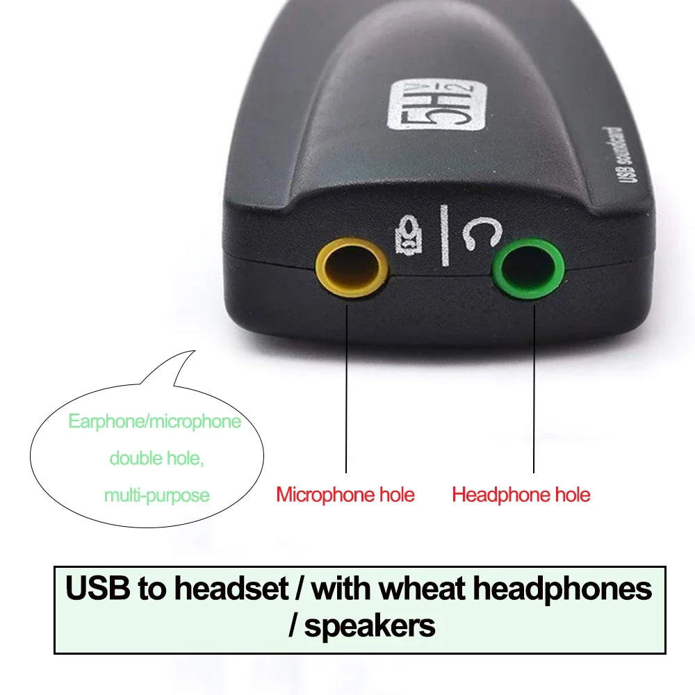 5HV2 External USB Sound Card 7.1 Adapter USB to 3D CH Sound Antimagnetic Audio Headset Microphone 3.5mm Jack For Laptop PC Zpaxo