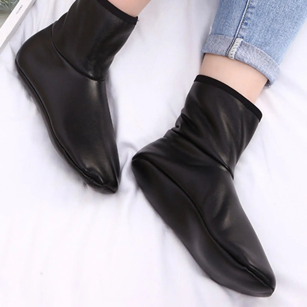 Leather Socks Waterproof Fleece Lined Indoor Outdoor Slip Resistant