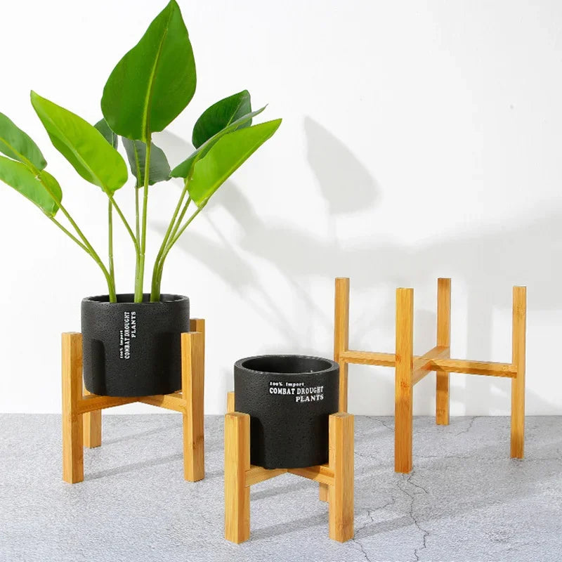 Small Durable Wood Planter Pot Trays Flower Pot Rack Strong Free Standing Bonsai Holder Home Garden Indoor Display Plant Stand Zpaxo