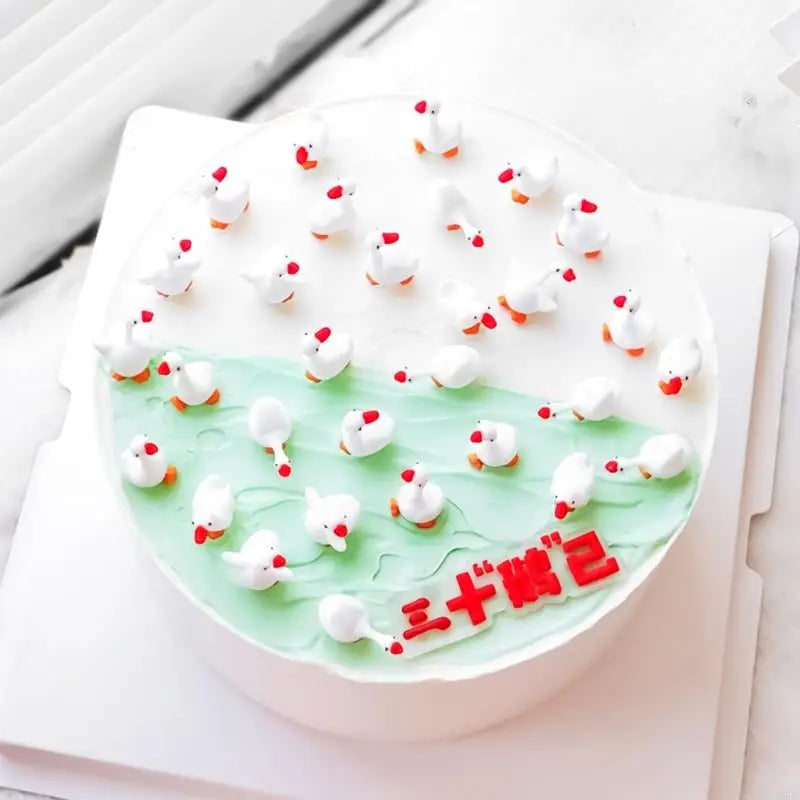Soft Rubber Duck Cake Ornament Tiny Geese Shaped Cake Decoration For Kids Birthday Family Gathering Festival Occasion Zpaxo