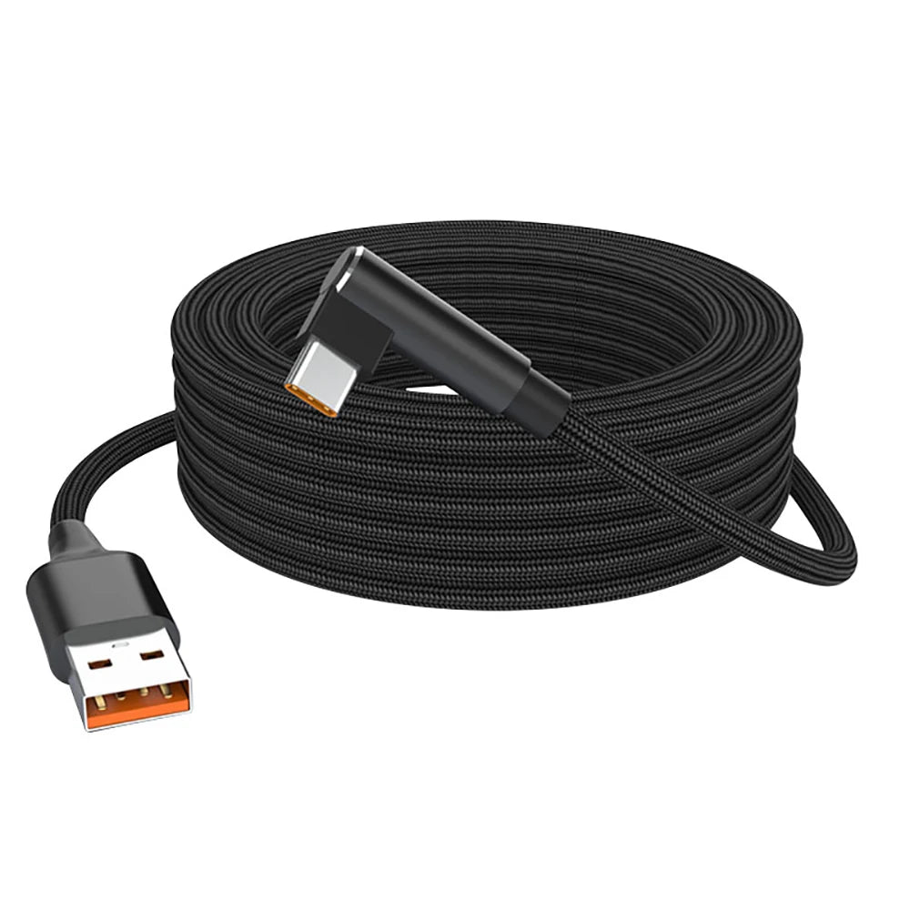 6A USB-C Elbow Fast Charge Cable – 1m to 8m | Type-C USB-C Charging Cable Zpaxo Black 1m