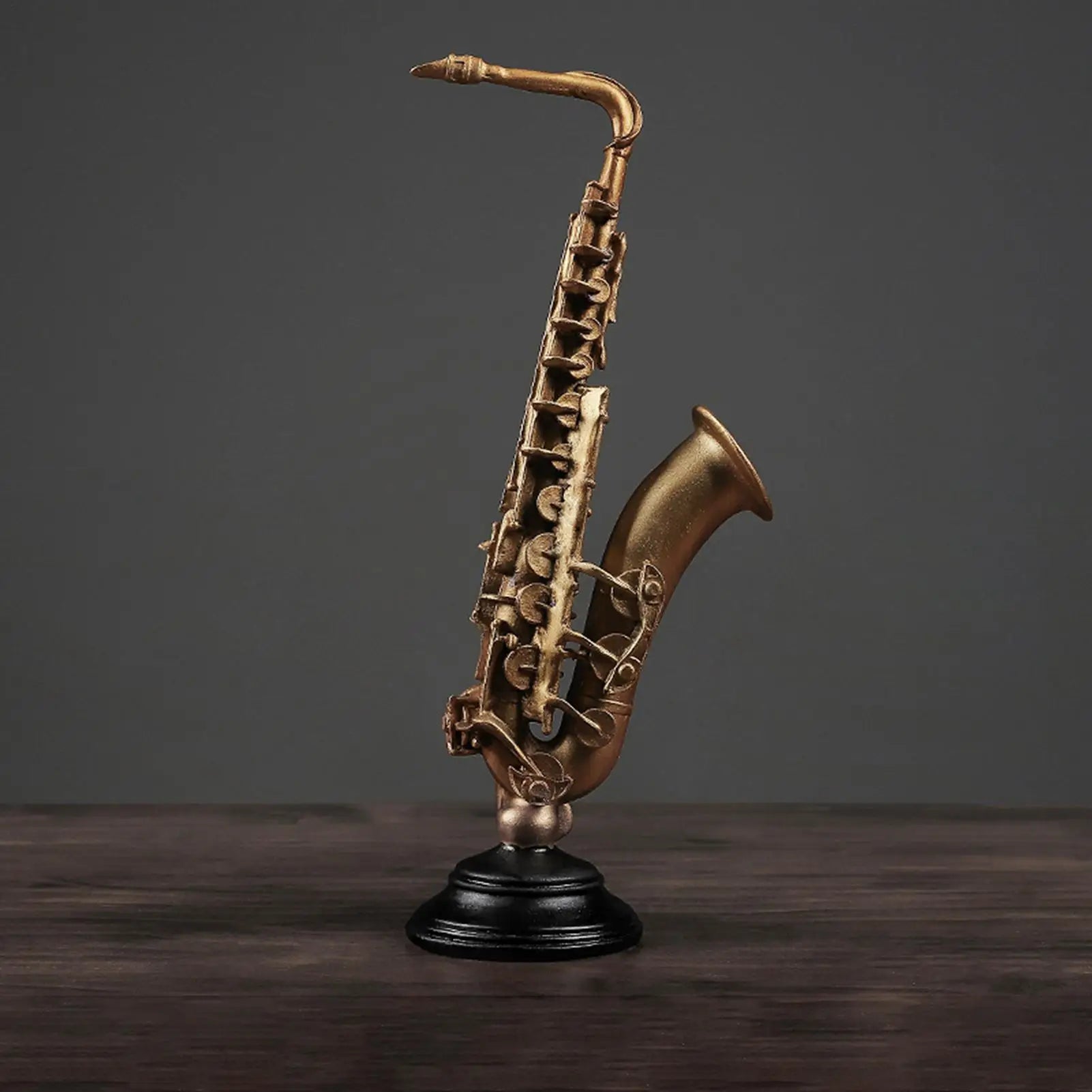 Instrument Figurines Gold Simulation Collectible Statue Miniature Saxophone Violin Statue with Stand for Collector Musician Home Zpaxo