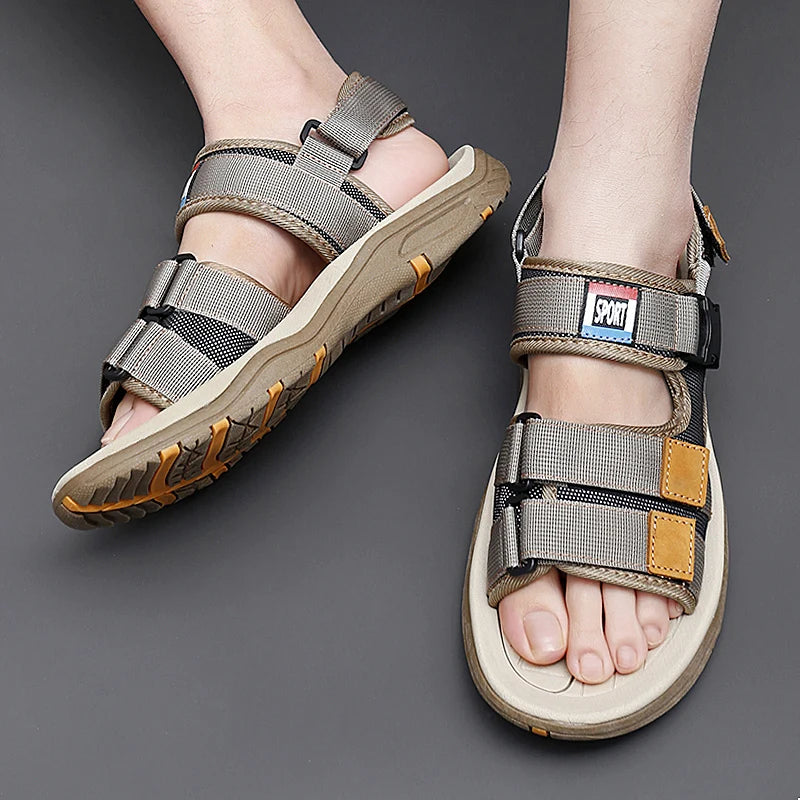 Summer Men Sandals Leather Mens Casual Shoes Outdoor Beach Roman