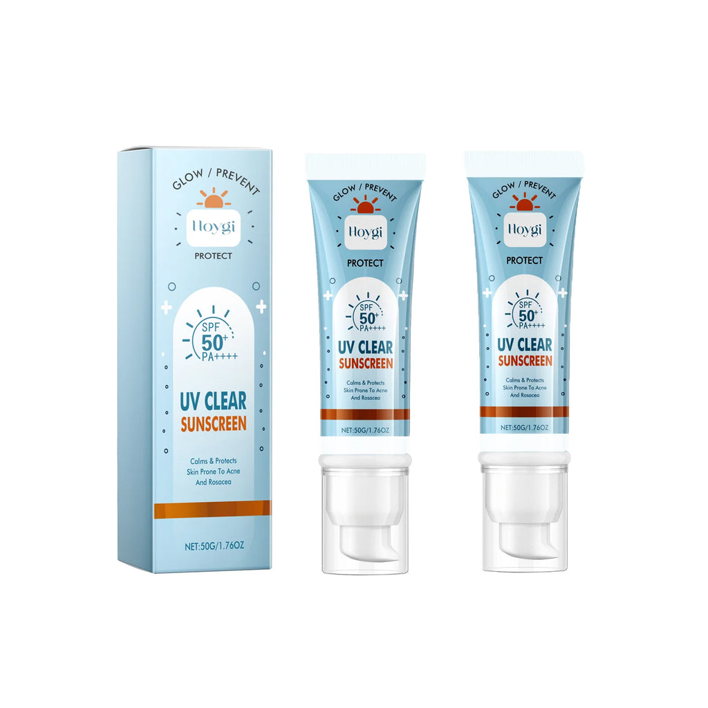 Hoygi Oil-Free Lightweight Sunscreen Cream Broad Spectrum SPF 50+ Non-Greasy Quick-Dry for Daily Face Protection and Makeup Base Zpaxo 2PCS