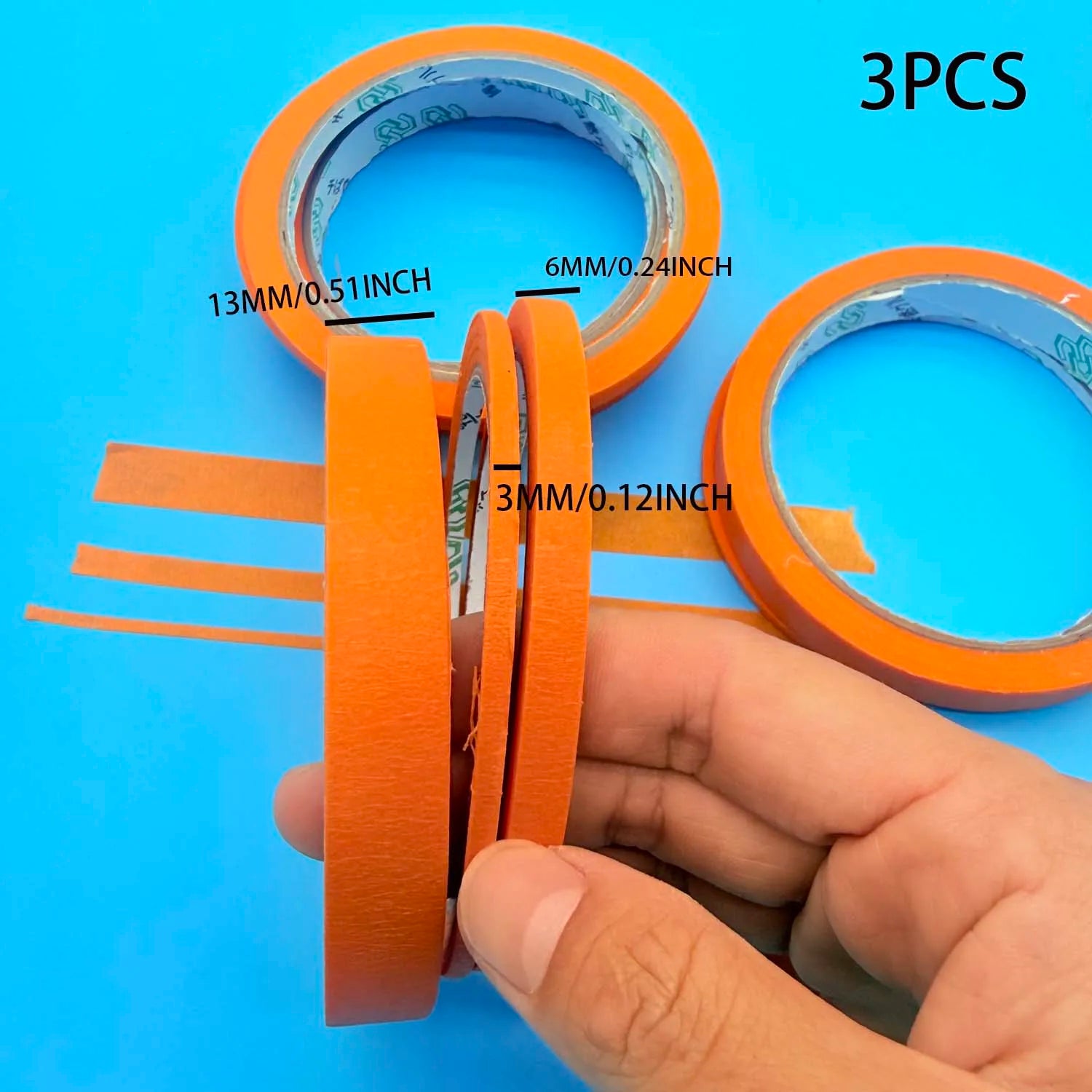 Orange Masking Tape 3 Sizes – Painting, Crafts & DIY Masking Tape Set Zpaxo 3PCS