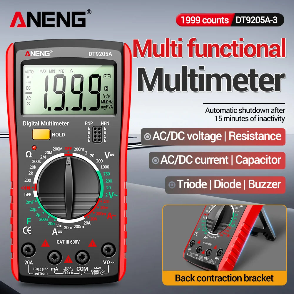 ANENG DT9205A Multi-functional Multimeter Digital True RMS