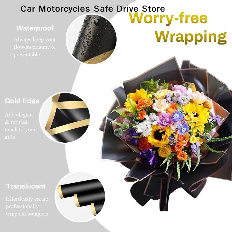CM20 Sheets Gilt Edge Wrapping Paper Flowers Material Korean Birthday