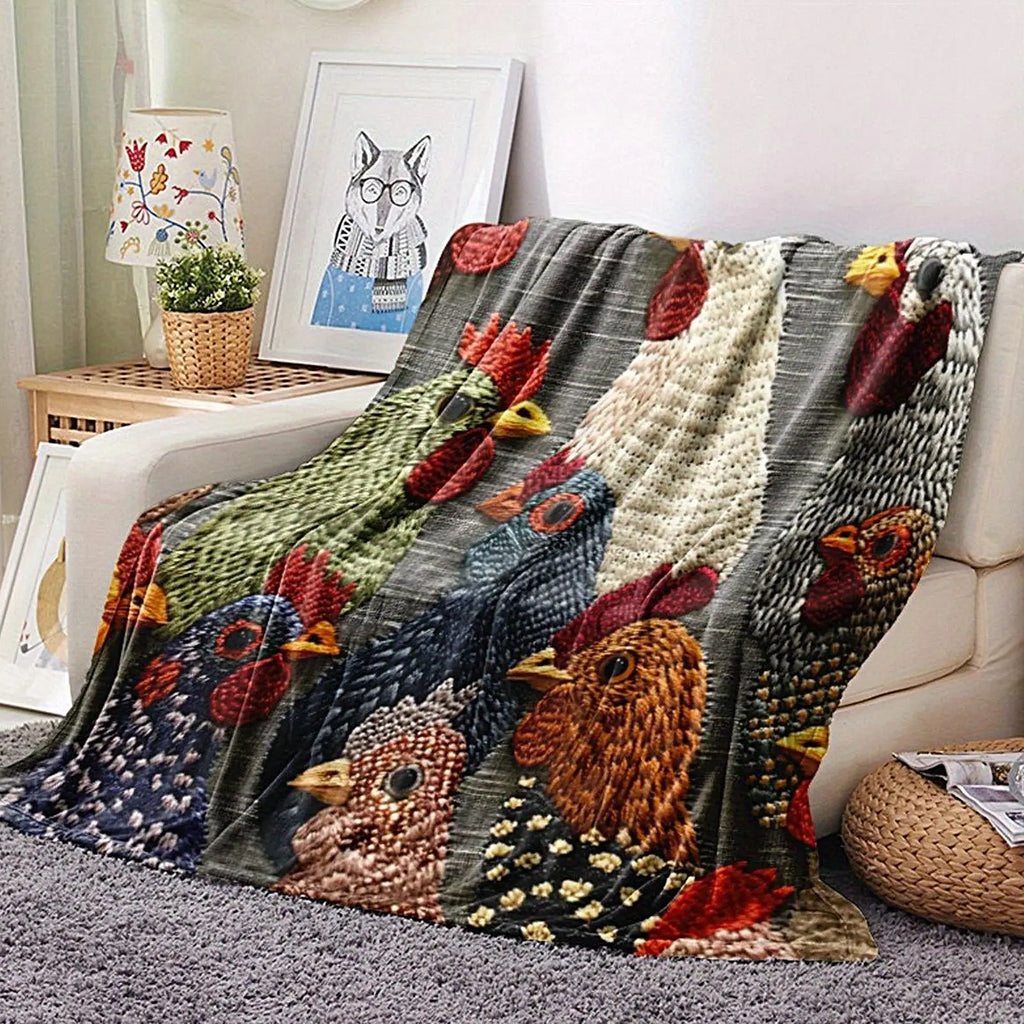 Chicken Throw Blanket 150x200cm Flannel Soft Foldable Machine