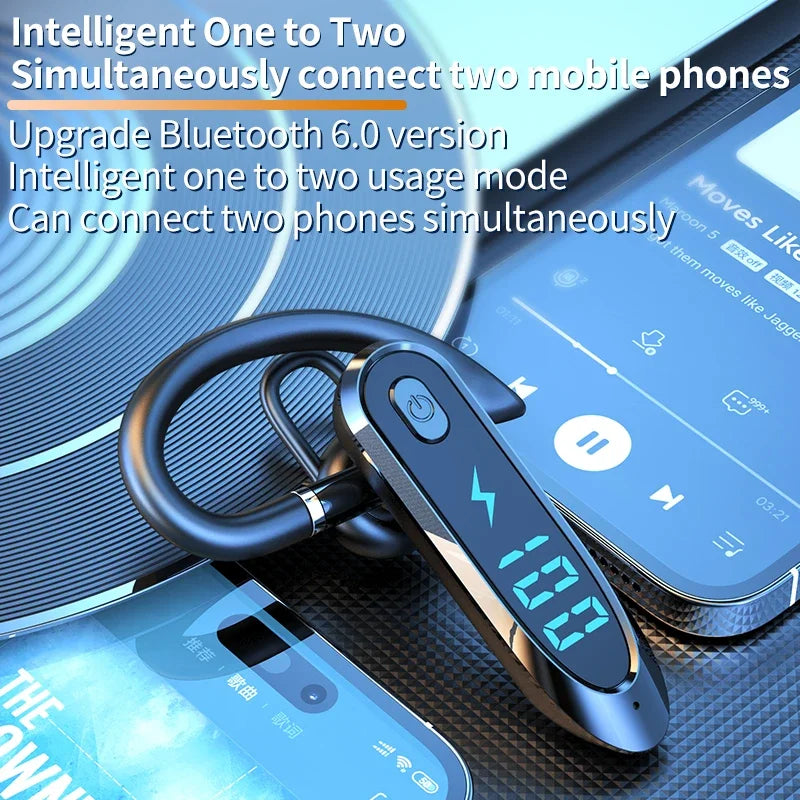 Bluetooth 6 0 Earphone Ear Hook Headphone 270 Degree Rotation LED