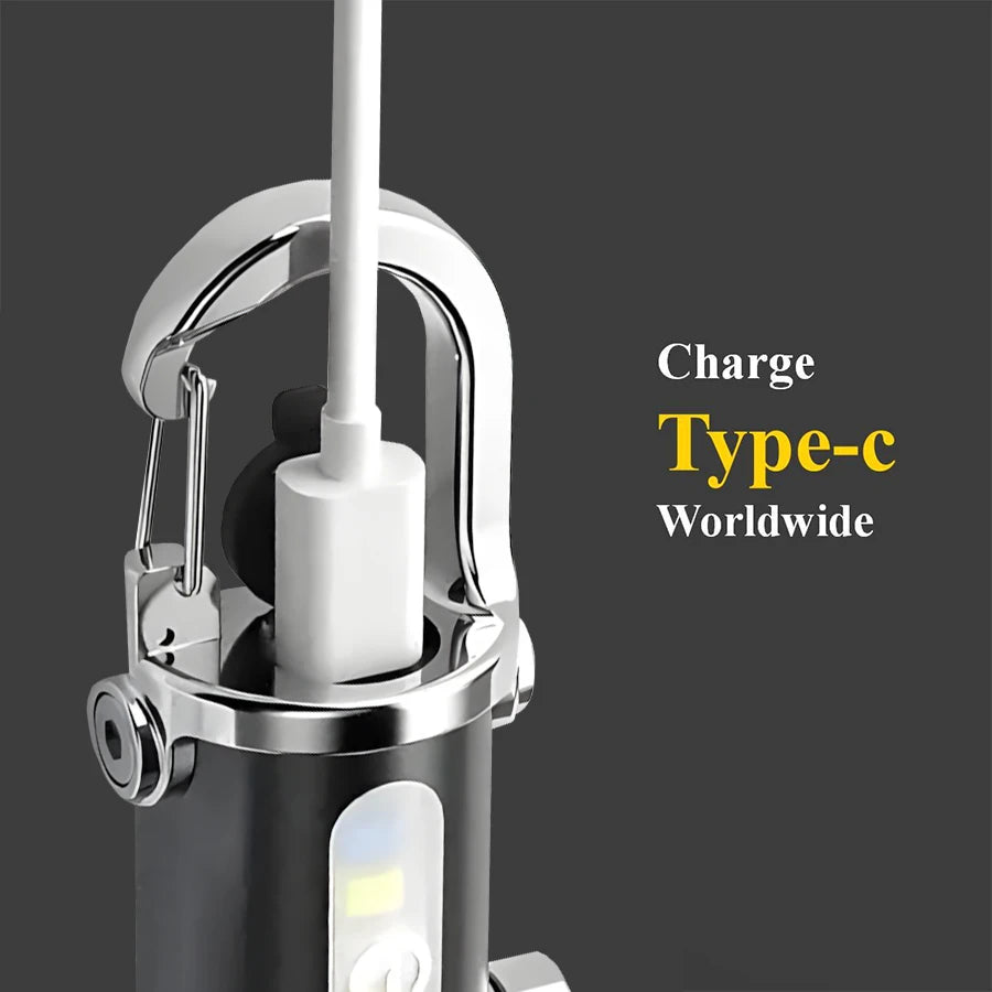 7-Mode COB LED Keychain Flashlight – Rechargeable & Waterproof