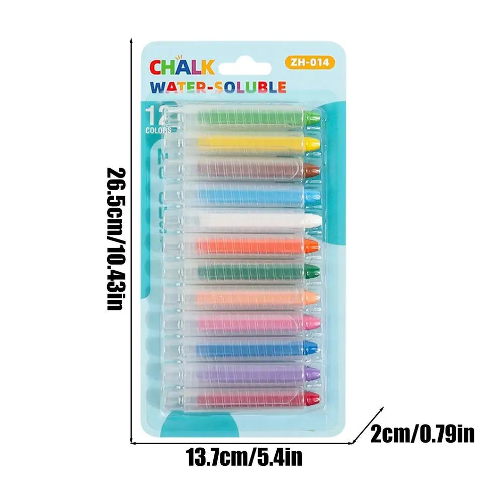 Dustless Chalk 12 Colored Water-soluble Chalk Erasable Non Dirty Hands Dust Free Chalk Blackboard Graffiti Painting Solid Chalk Zpaxo B 12Pcs