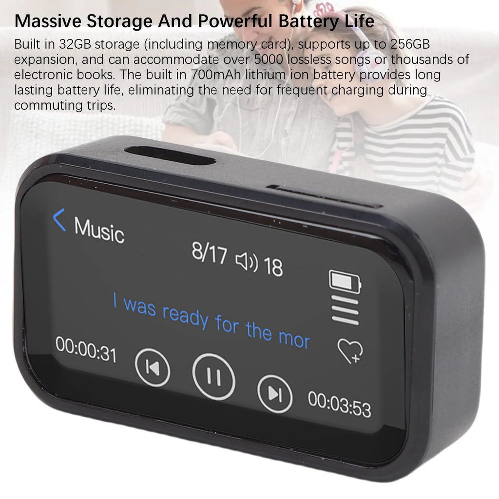 BT MP3 Player Portable Back Clip Full Touchscreen 32GB Hifi Lossless