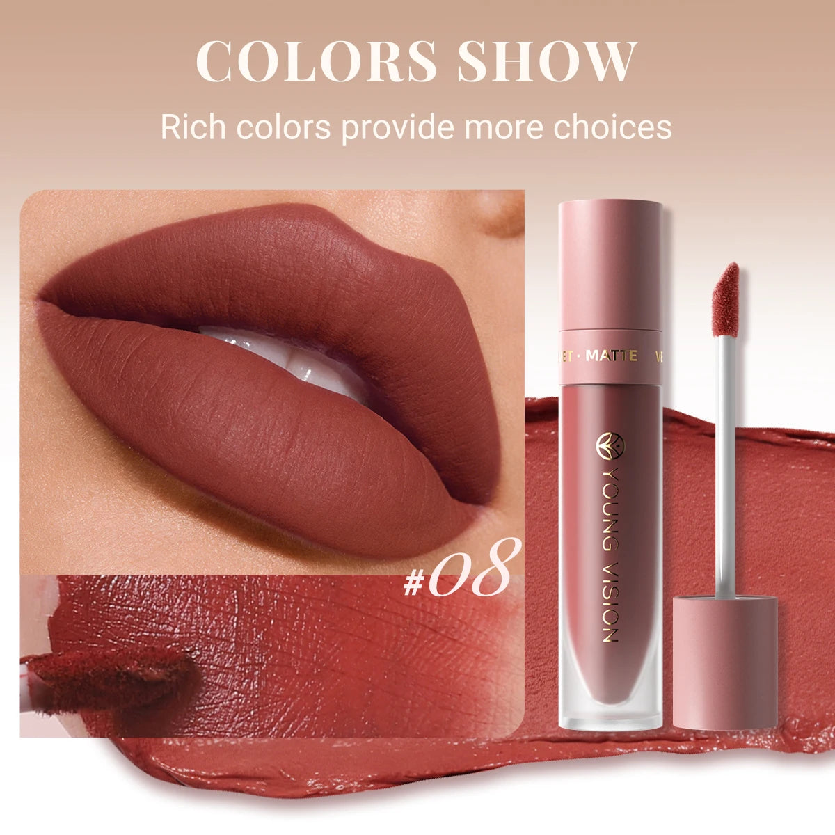 8 Color Nude Brown Matte Liquid Lipstick Velvet Sexy Dark Red Lip Glaze Non-stick Cup Not Easy To Fade Lip Gloss Lipstick Makeup Zpaxo