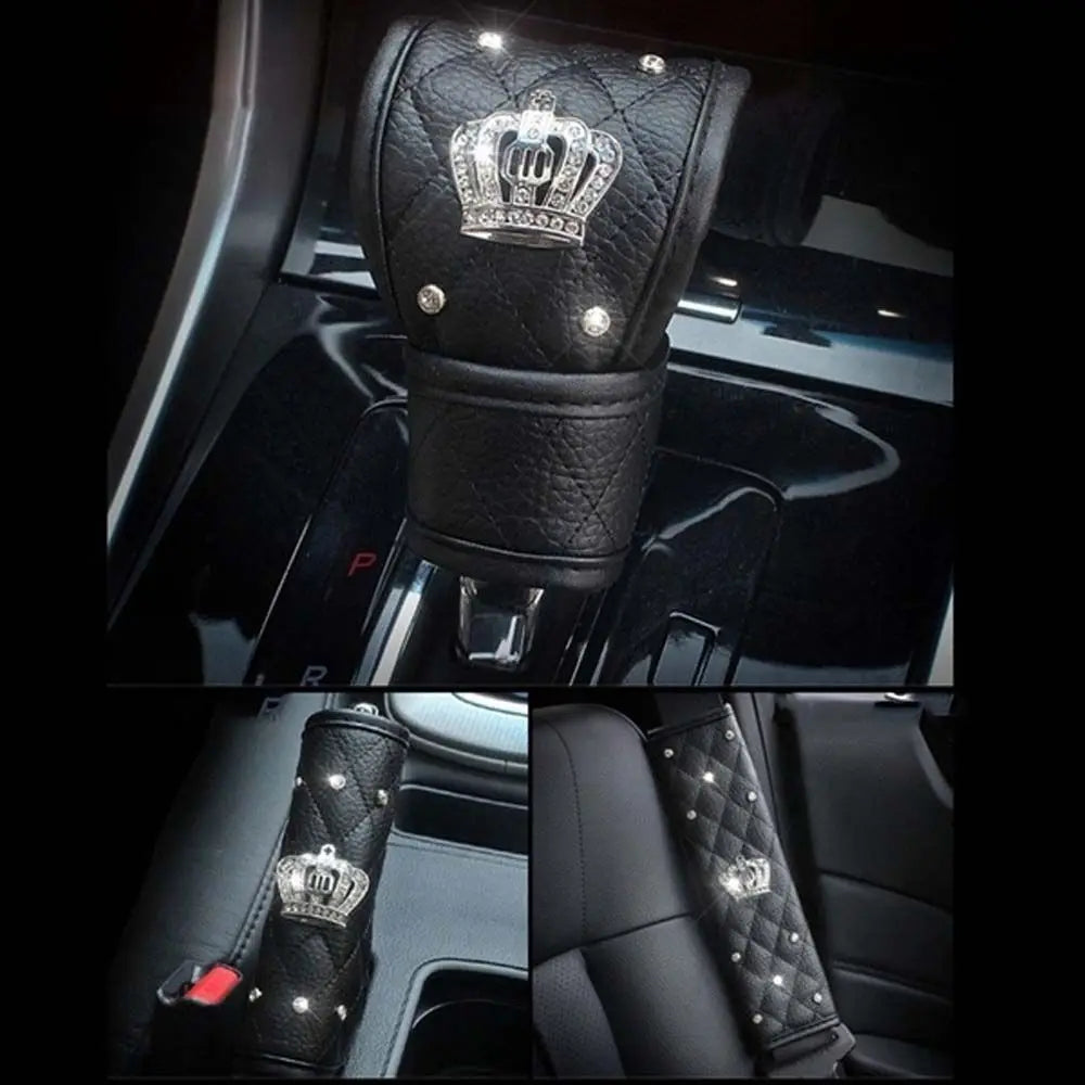 Universal Crown Diamond Car Accessories Crystal Interior Decor Hand Zpaxo
