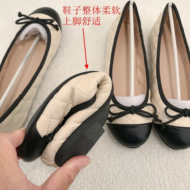 Ballet Shoes Flats Shoes Women's New Embroidery Colored Bow Knot Light Mouth Spring and Autumn Flat Shoes Ladies Zpaxo