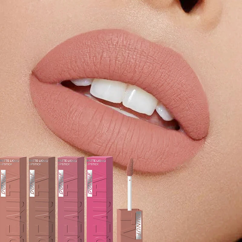 4Pcs Matte Nude Lip Gloss Smudge Proof Non Transfer Hydrating Waterproof Sweat Resistant Soft Smooth Texture For Long Wear Makeu Zpaxo
