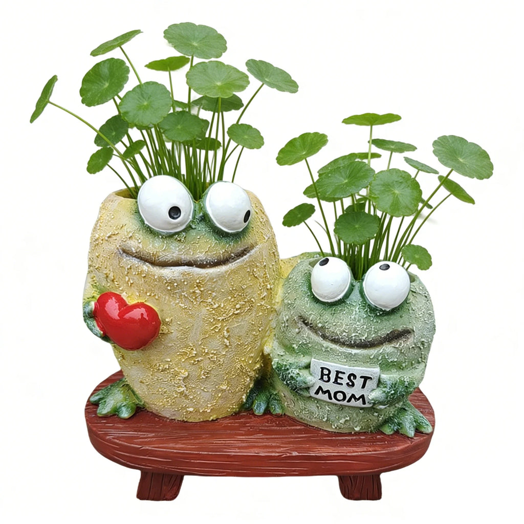 Funny Resin Frog Planter Cute Expression Multi-purpose Flower Statue