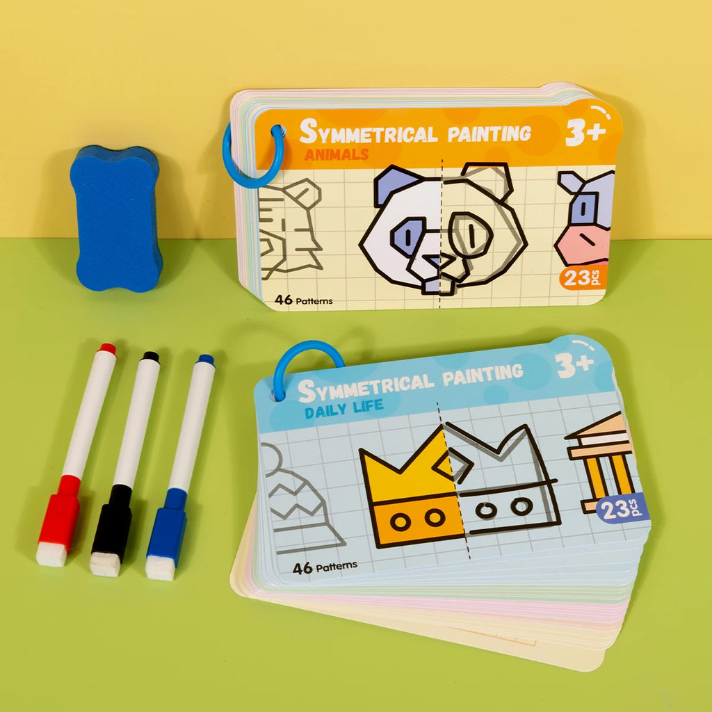 Dry Erase Graffiti Cards, Cartoon Painting Puzzle Educational Toys，Student Teaching Auxiliary Pen Control Exercise Book Zpaxo