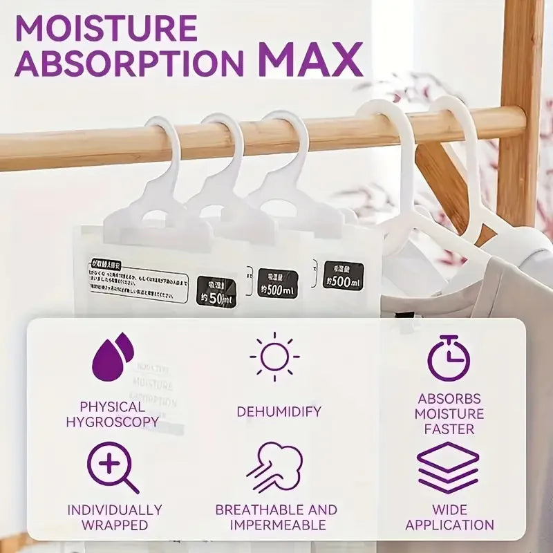 3-Pack 240g Moisture Absorbers for Closet & Home – Dehumidifier Bags for Wardrobe, Odorless, No Power Needed Zpaxo