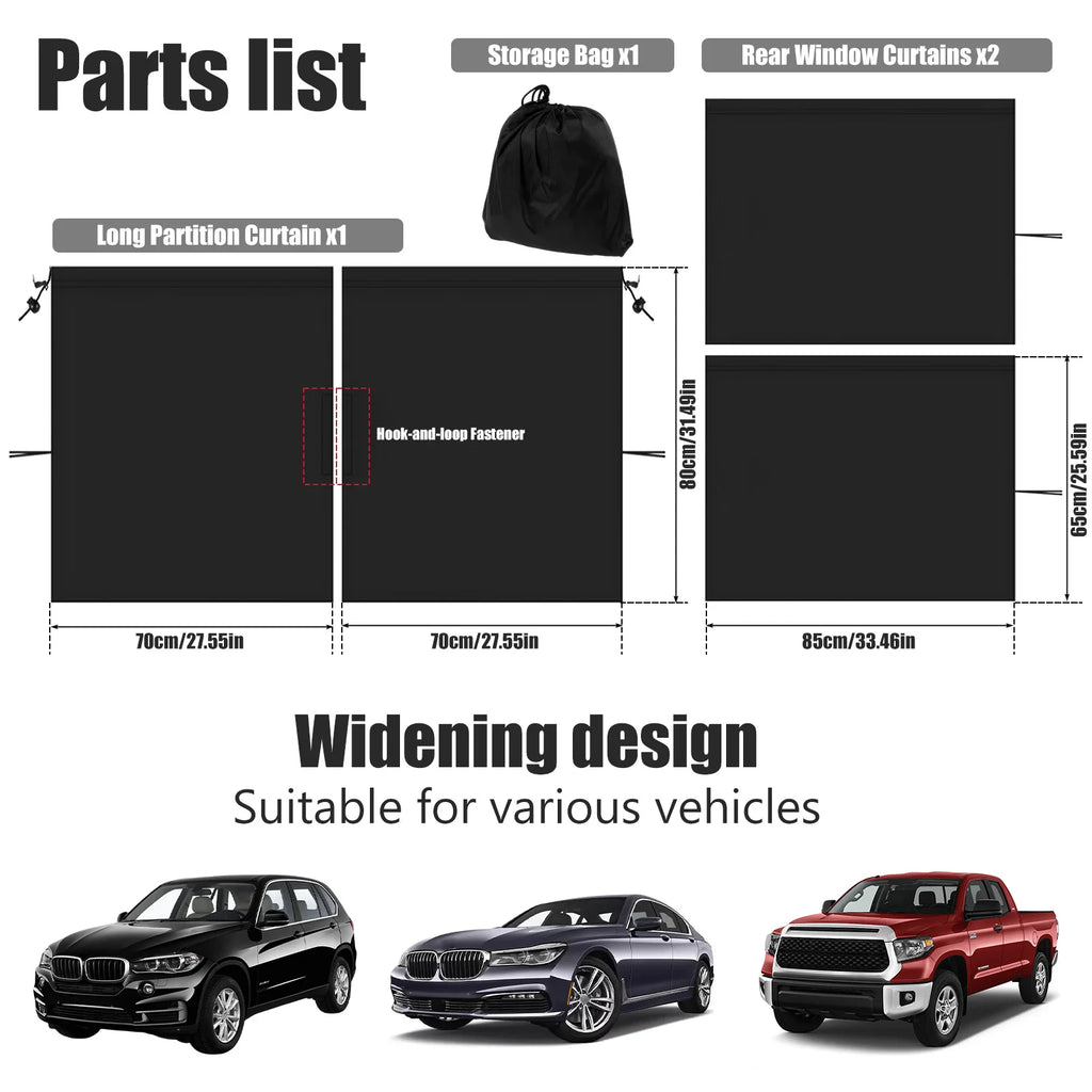 2/3pcs Car Window Curtains Universal Sun Shades Side Between Rear Seat Covers Divider Curtain Auto Blackout Camperize Sunscreen Zpaxo