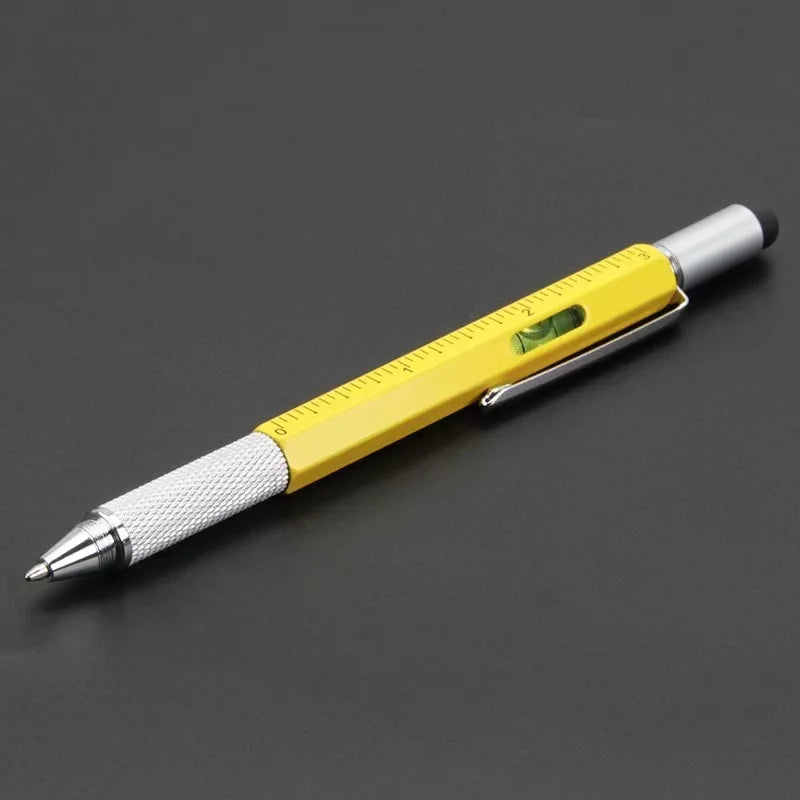 7-in-1 Multi Ballpoint Pen Modern Handheld Tool Measure Technical Zpaxo Yellow