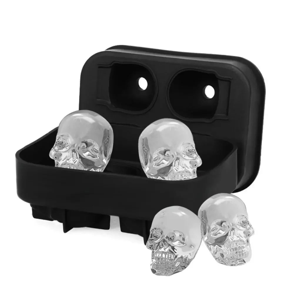 3D Skull Silicone Mold Ice Cube Tray Mould Maker Ball Whiskey Wine Zpaxo SKULL 3PCS