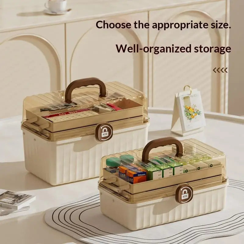 3-Tier Foldable Medicine Organizer Box | Portable First Aid Storage Medicine Storage Organizer Zpaxo