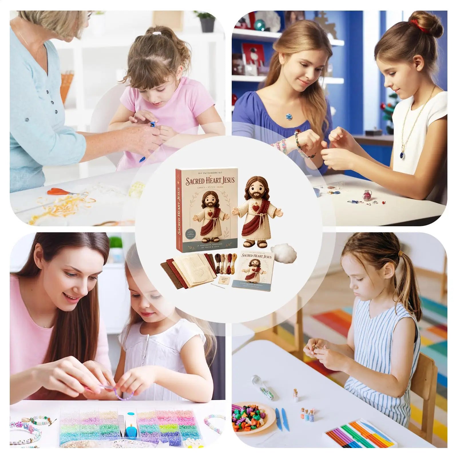 Felting Kit Religious Christian Ornament 2-Piece Faith-Filled Sewing Craft Kit For Women Men Family Home Living Room Bedroom Zpaxo