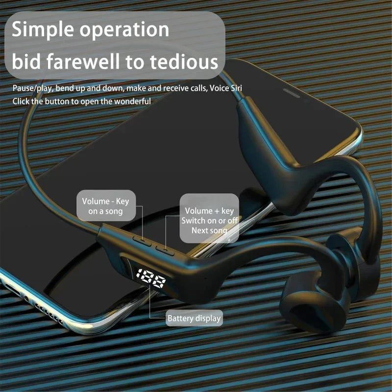 Wireless Bone Conduction Headphones Bluetooth Earphone Sport Swimming